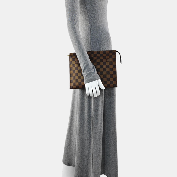 TOILET POCKET 26 Damier Ebene Coated Canvas Brown