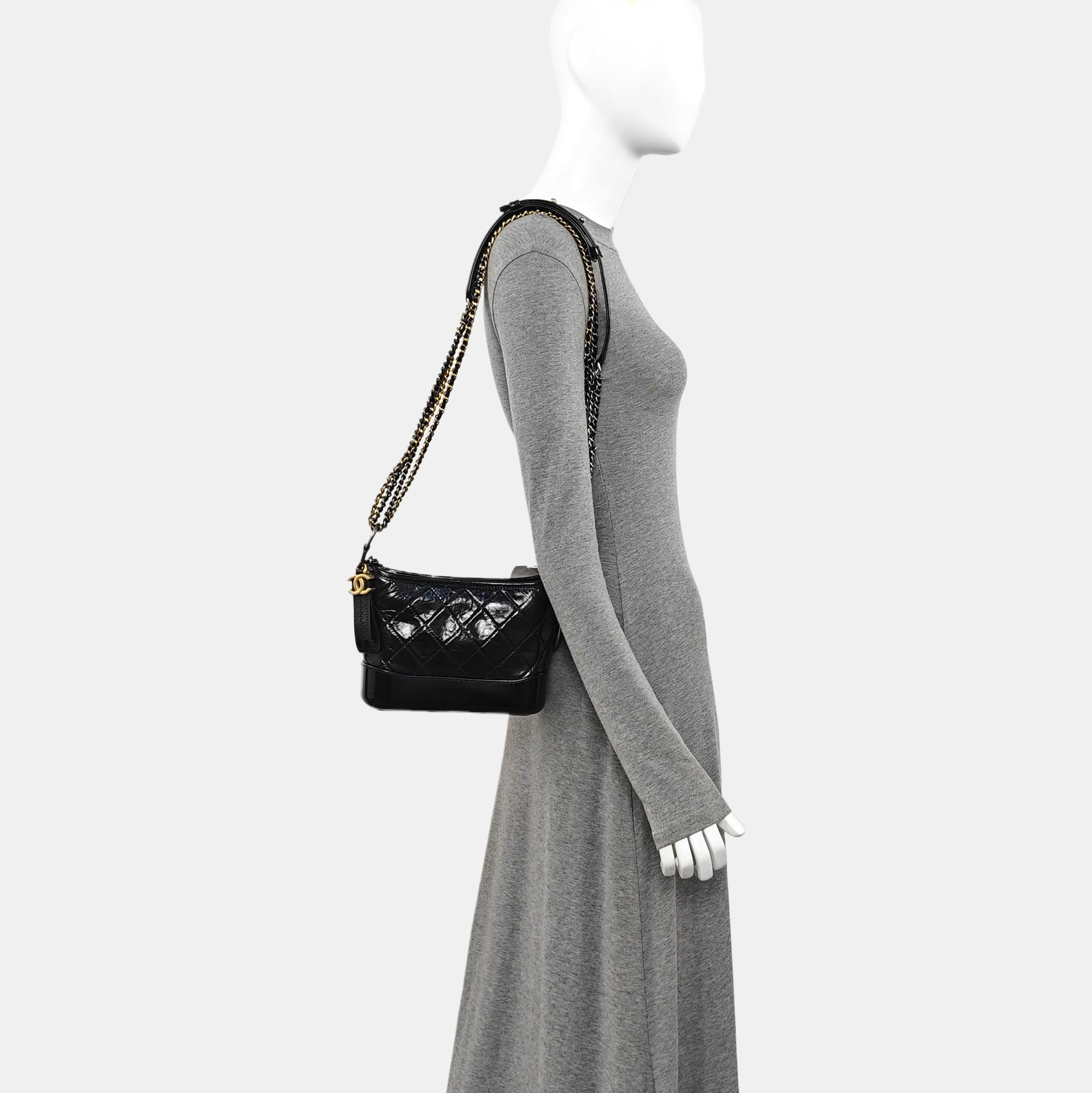 GABRIELLE Small Quilted Calfskin Black