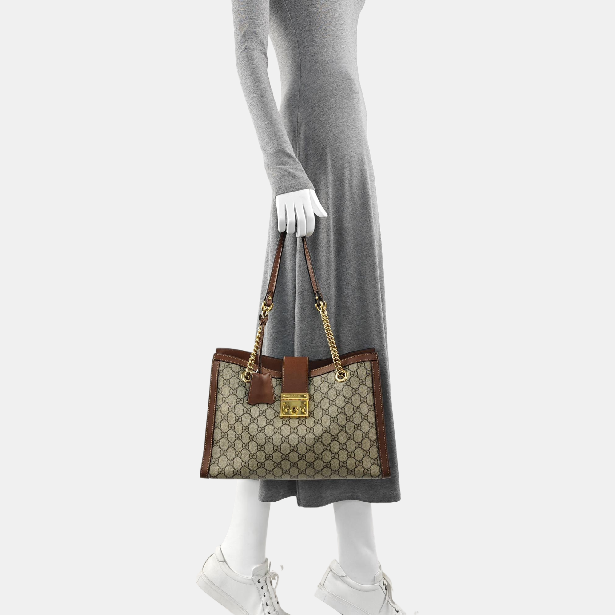 Padlock Medium Monogram Coated Canvas Beige
