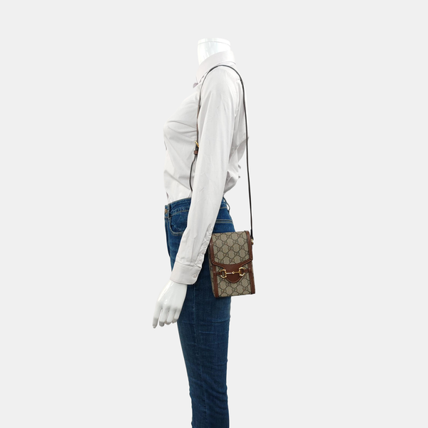 Authenticated pre-owned  Horsebit 1955 Mini Coated Canvas Beige - Crossbody Bag at Looply