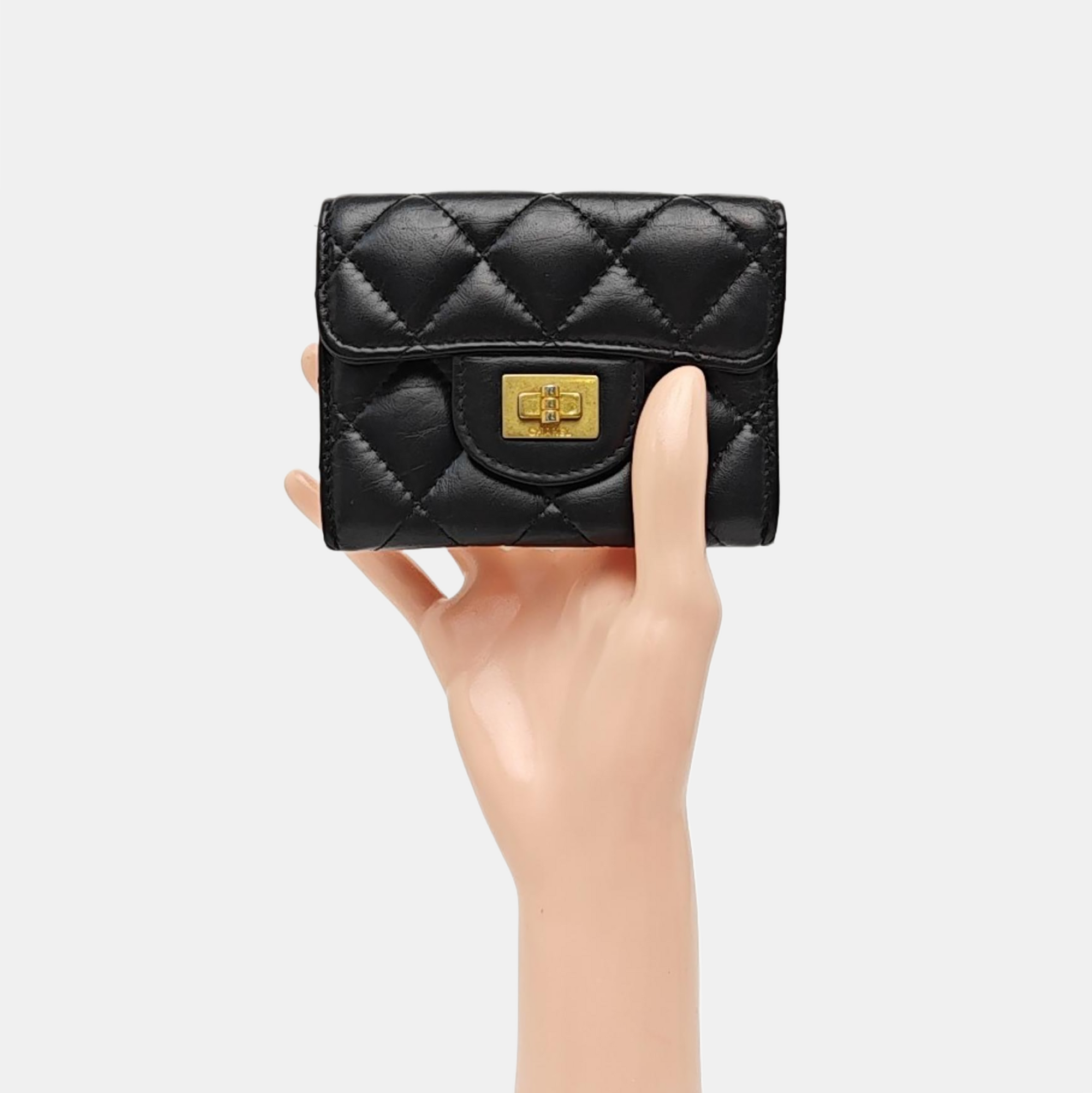 2.55 225 (small) Quilted Calfskin Black Card Holder