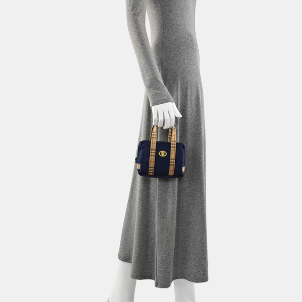 Fabric Top Handle Bag Blue