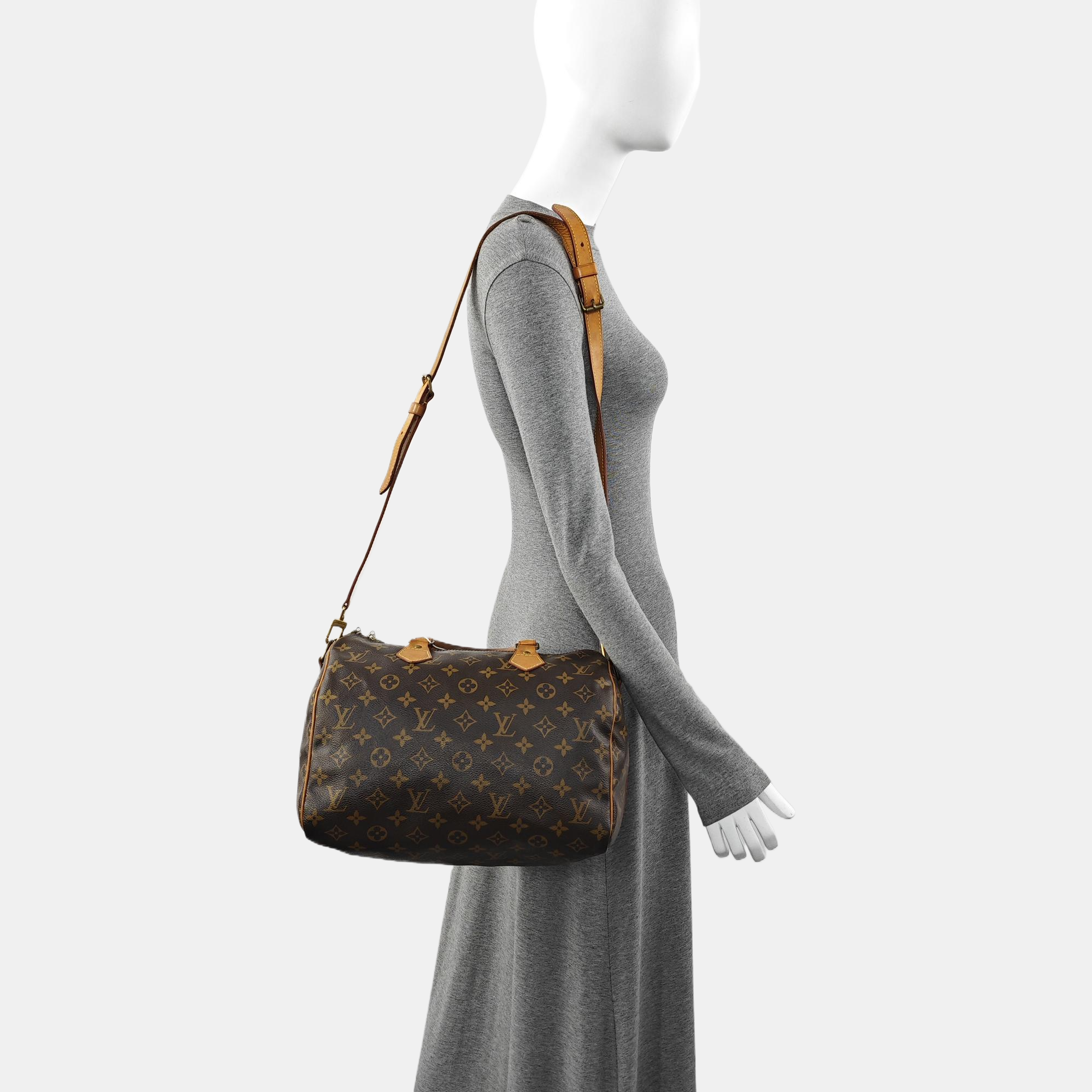 SPEEDY 30 Monogram Coated Canvas Brown