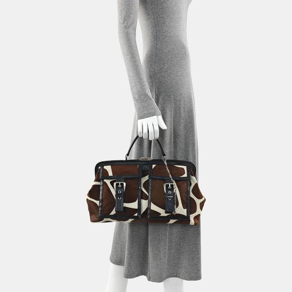 Horsehair Top Handle Bag Brown
