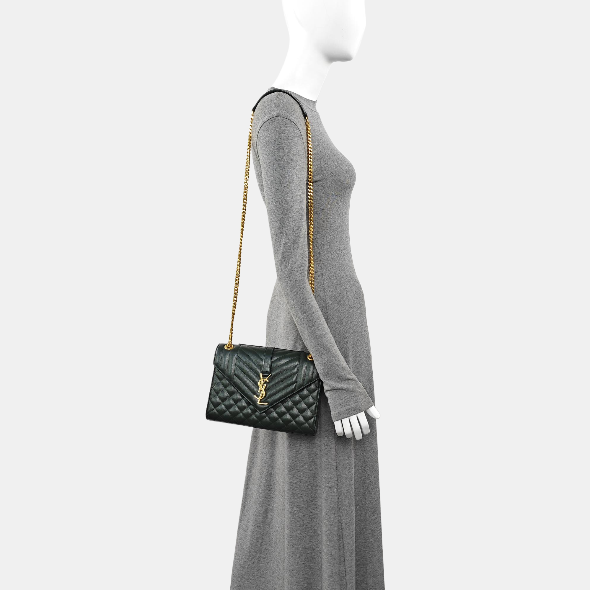 ENVELOPE Medium Chevron Calfskin Green