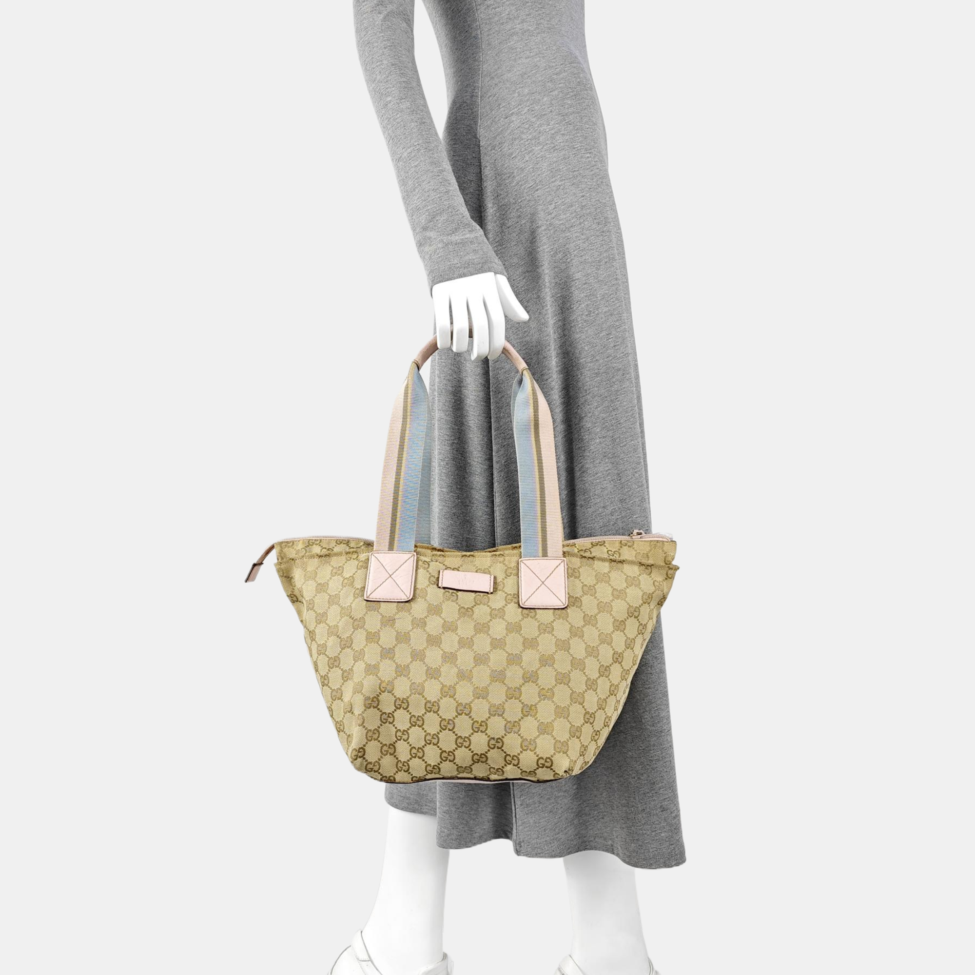 Monogram Canvas Tote Bag Beige