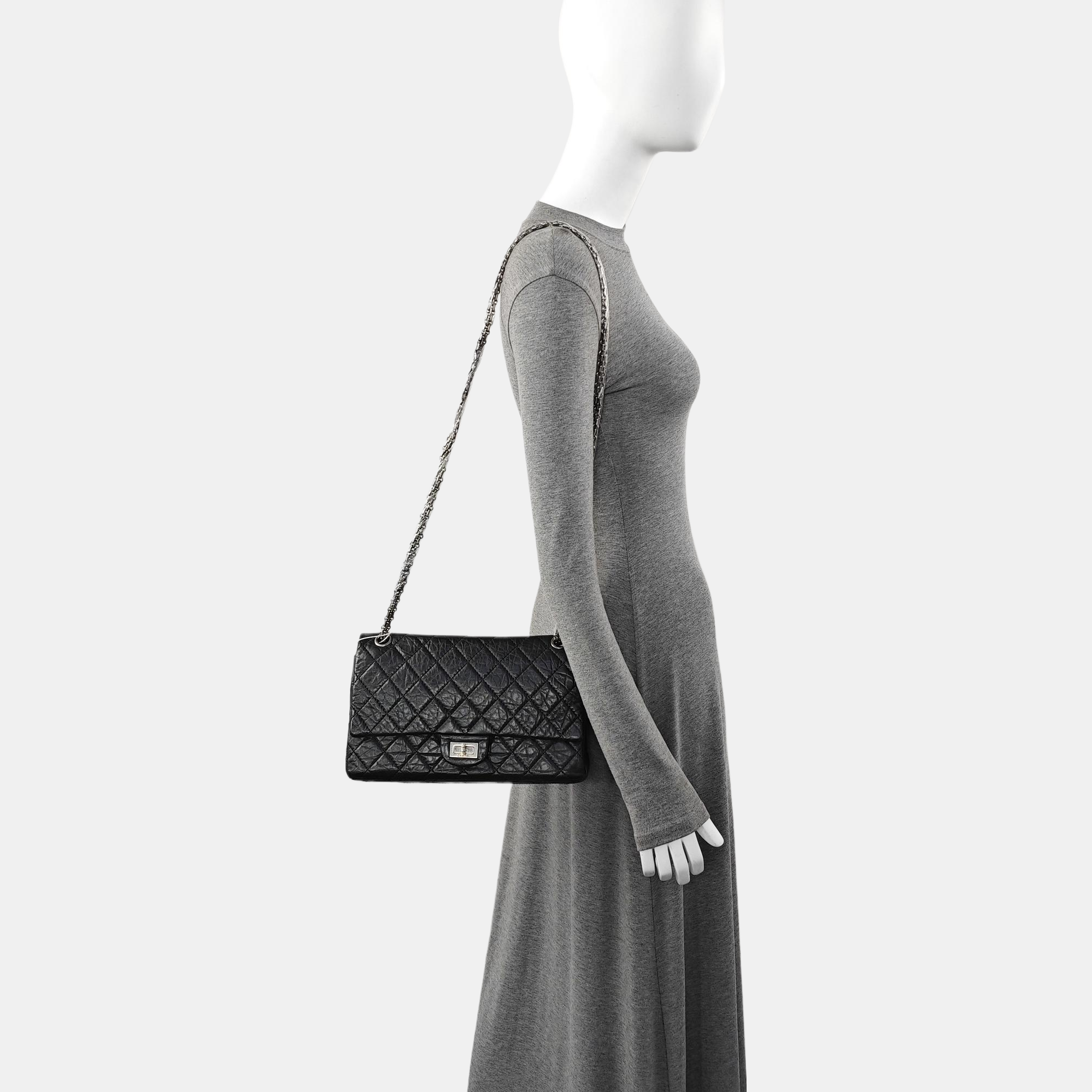 Authenticated pre-owned  2.55 227 (jumbo) Quilted Vintage Calf Black - Shoulder Bag at Looply