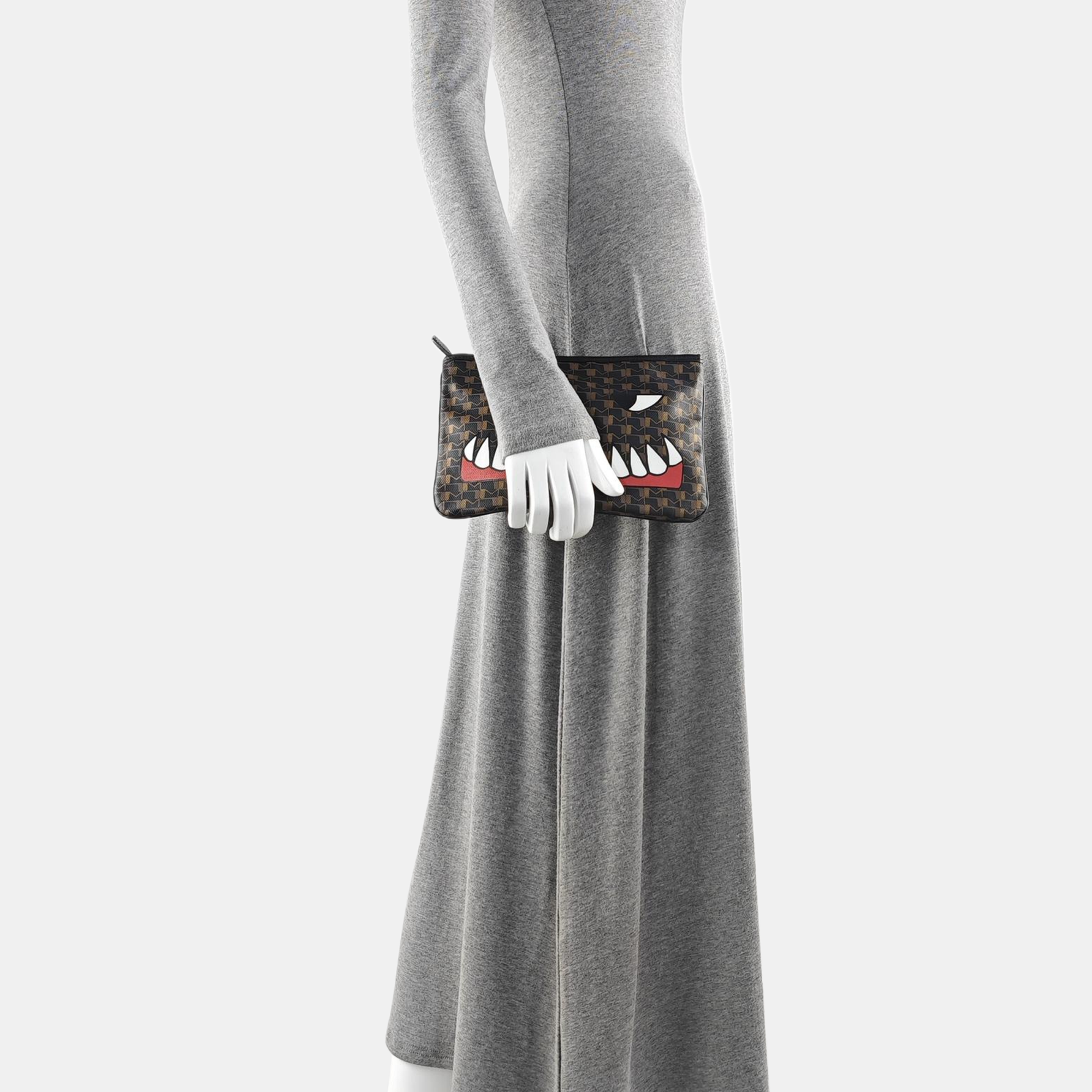 Coated Canvas Clutch Black