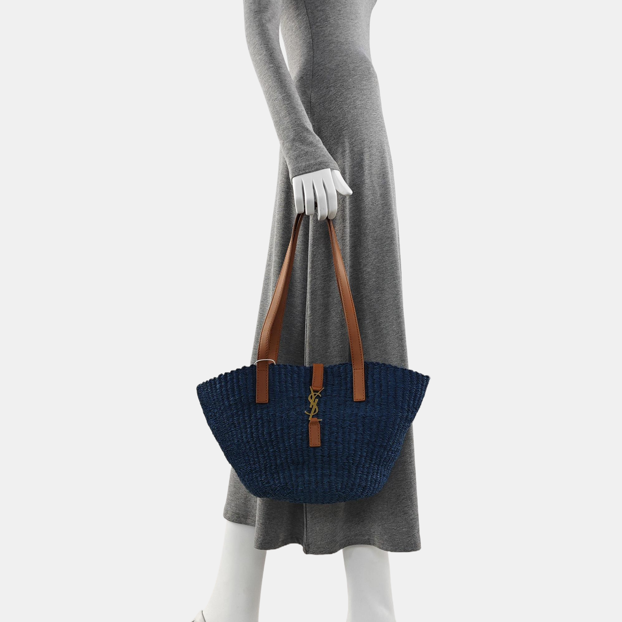 Straw Shoulder Bag Blue