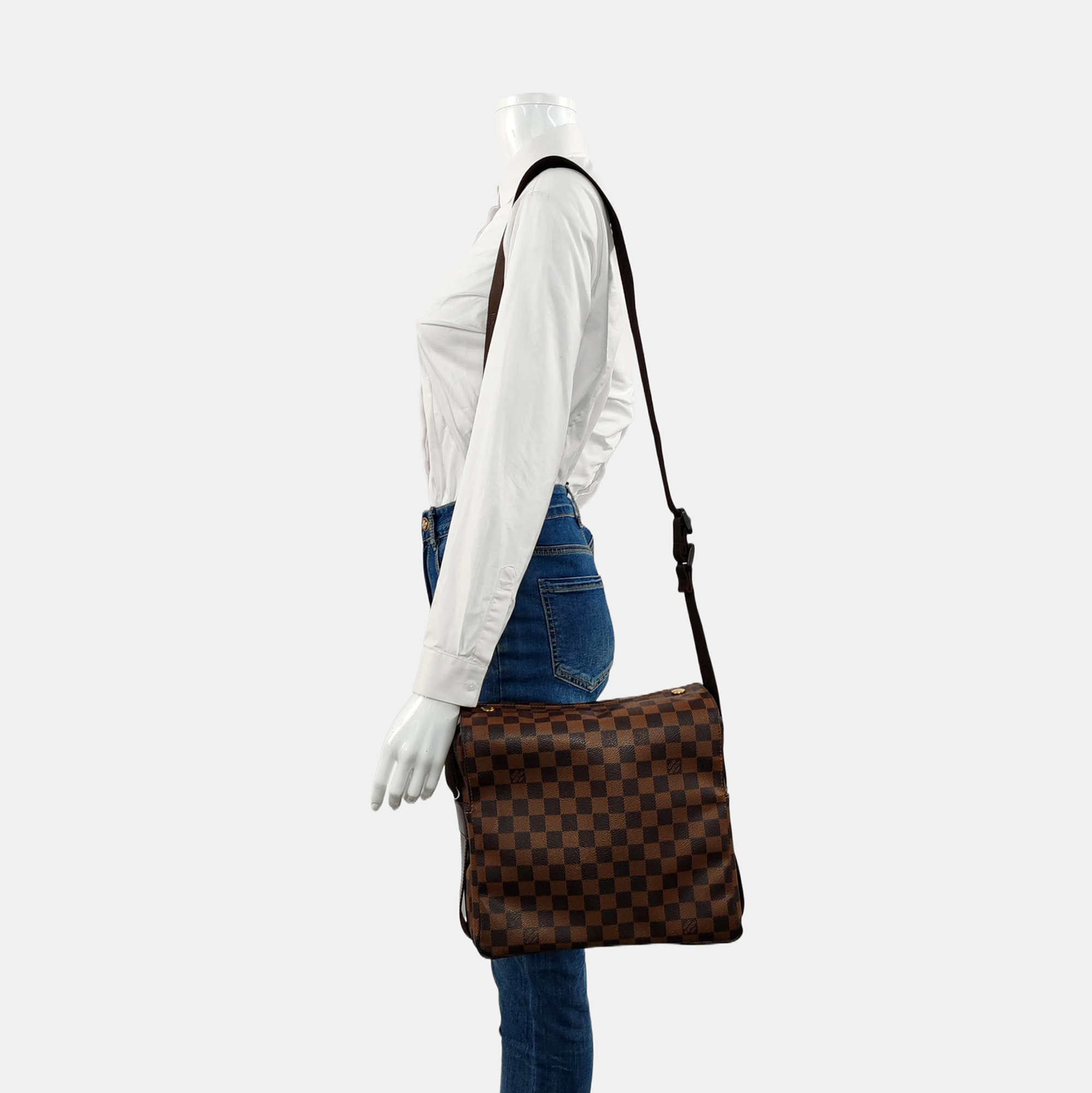 NAVIGLIO Damier Ebene Coated Canvas Brown
