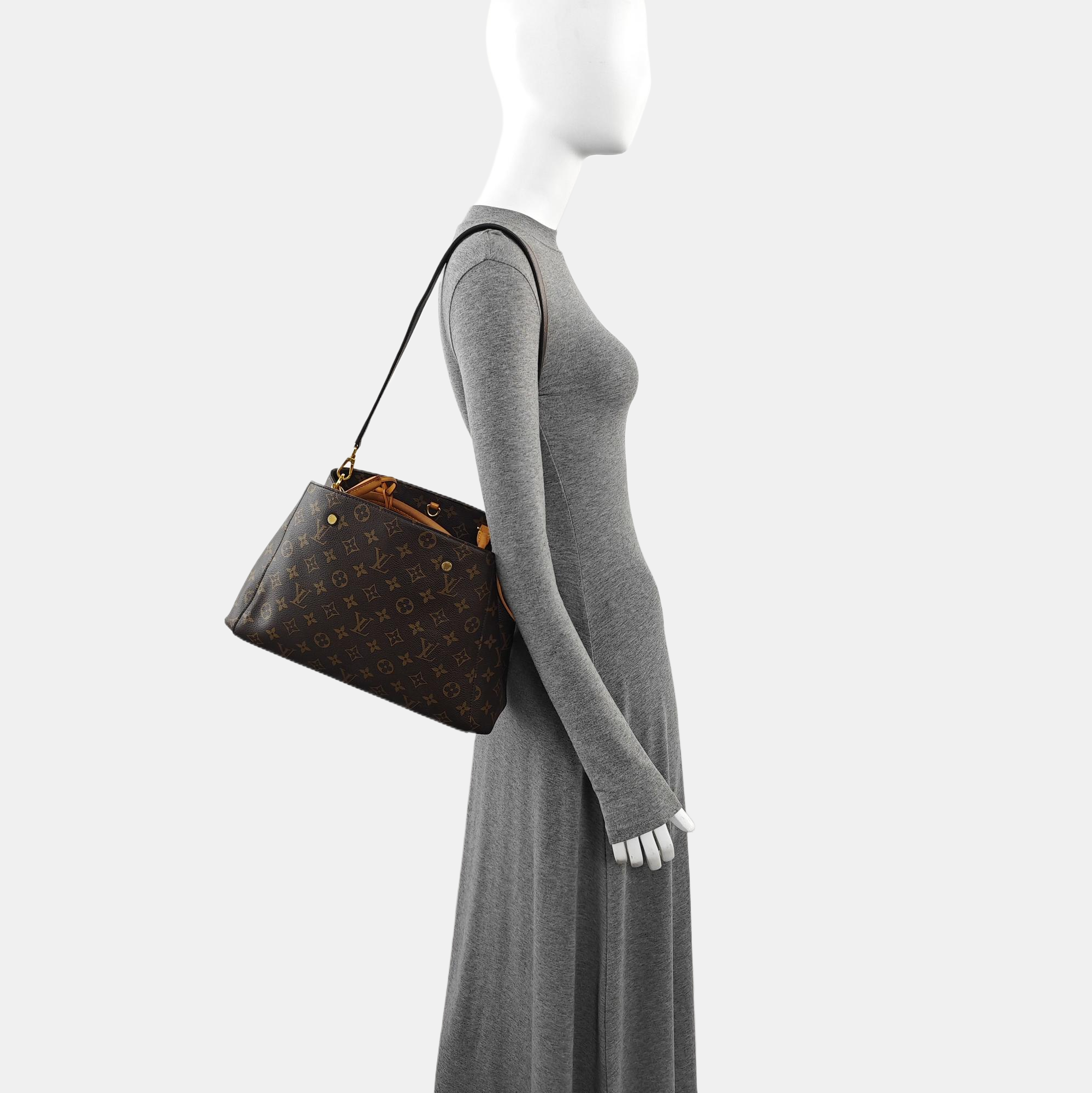MONTAIGNE MM Monogram Coated Canvas Brown