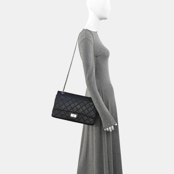 2.55 Maxi Quilted Calfskin Black