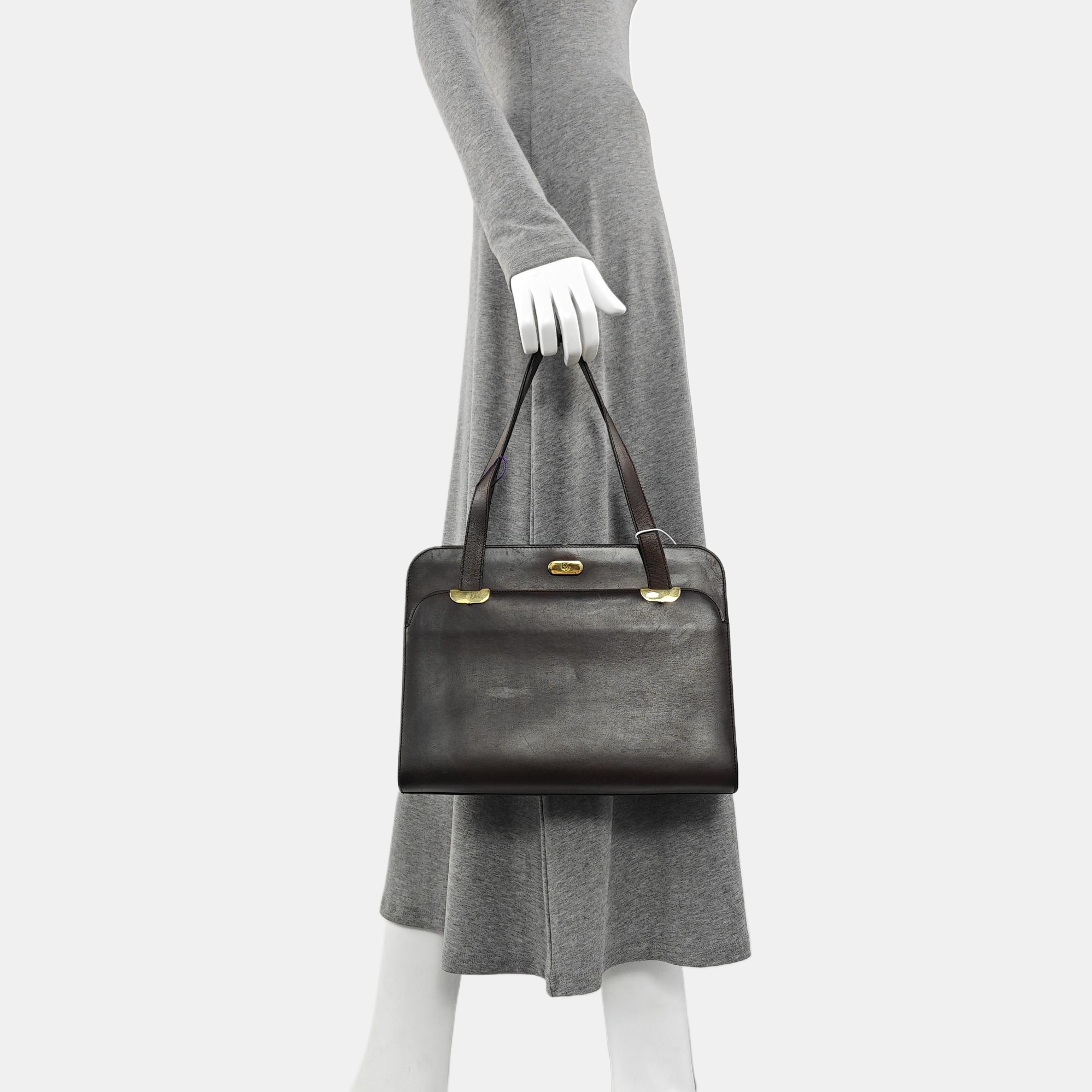 Calfskin Top Handle Bag Brown