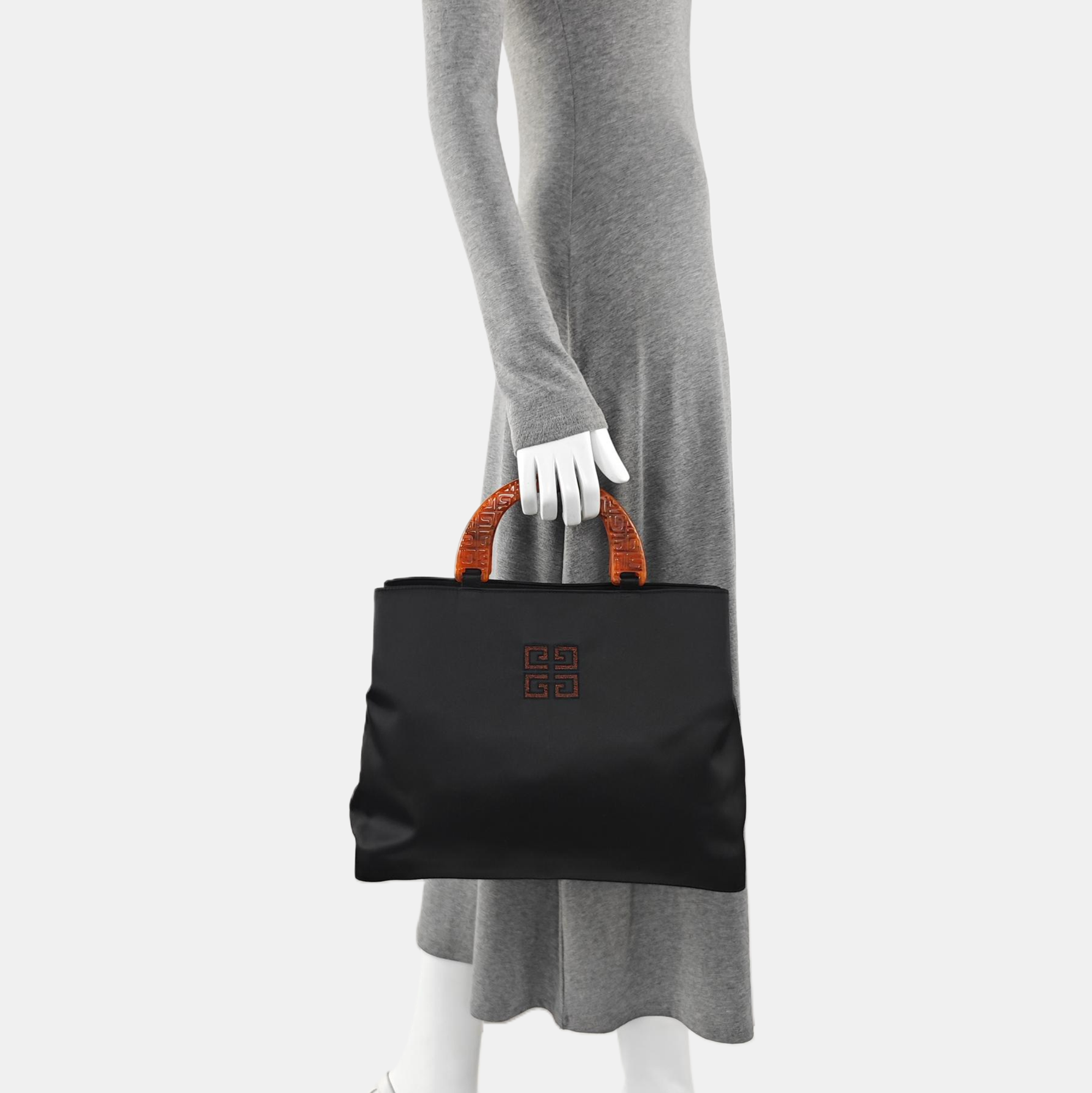 Nylon Top Handle Bag Black