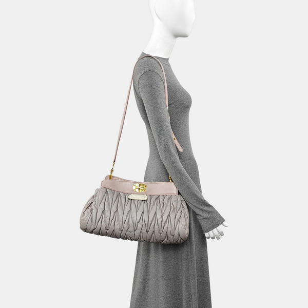 Quilted Lambskin Tote Bag Gray