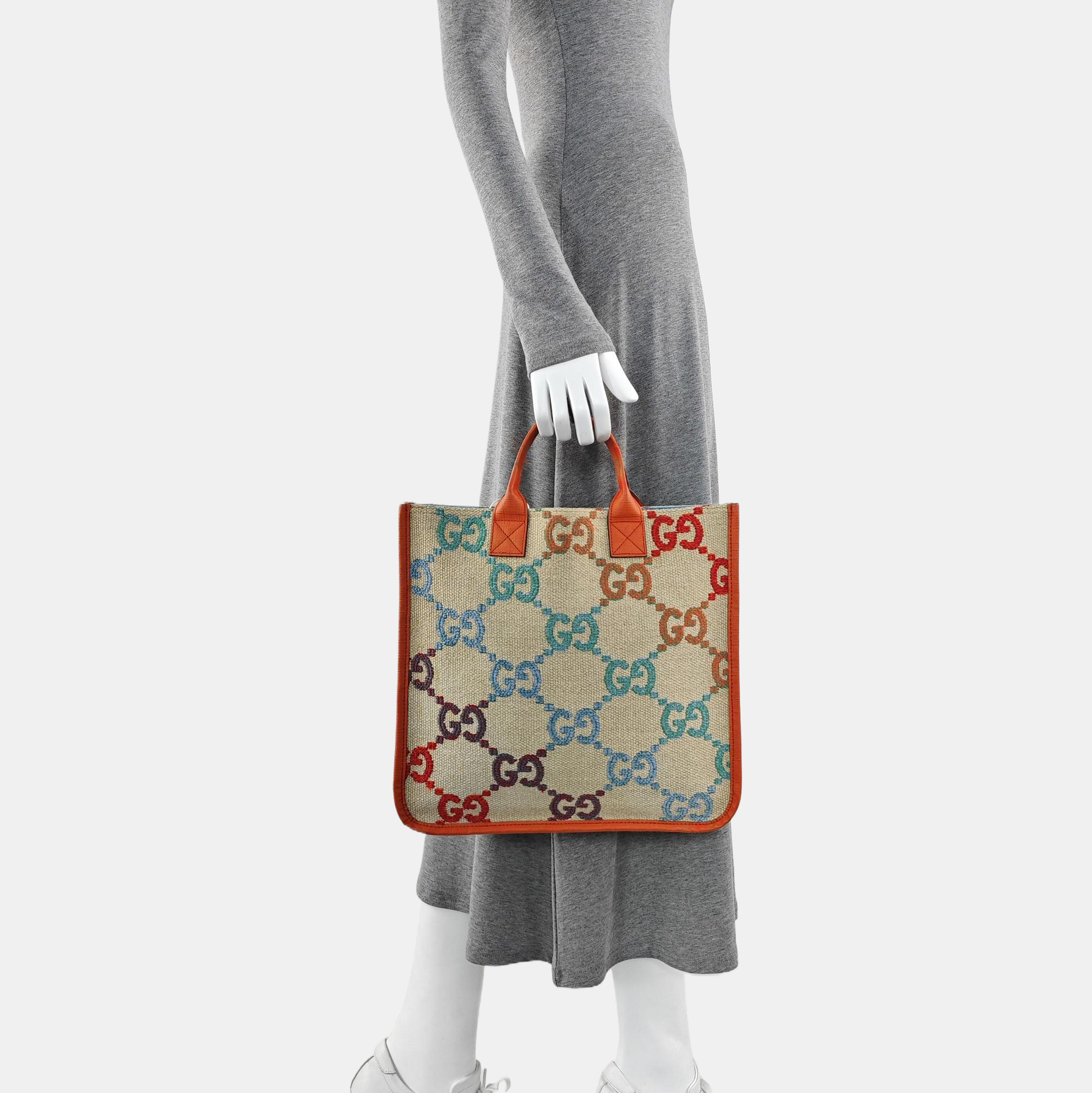 Monogram Fabric Tote Bag Beige