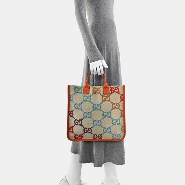 Monogram Fabric Tote Bag Beige