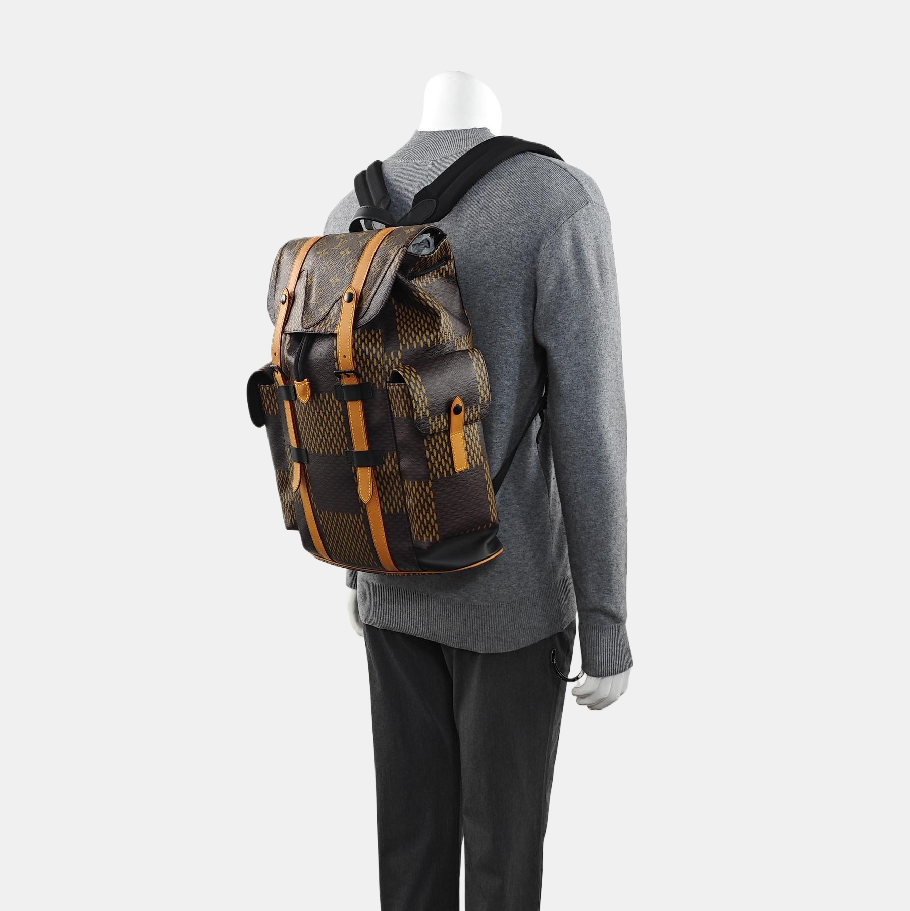 CHRISTOPHER MM Damier Ebene Coated Canvas Brown