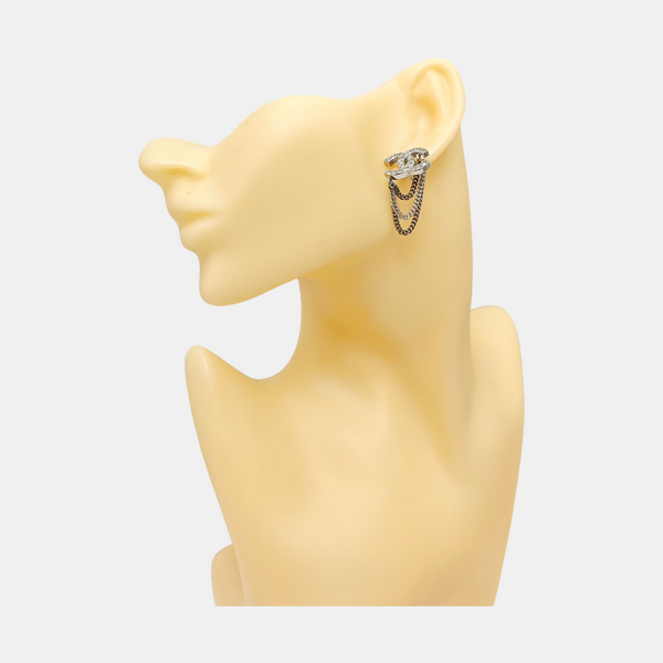 CC Logo Metal Silver Stud Earrings