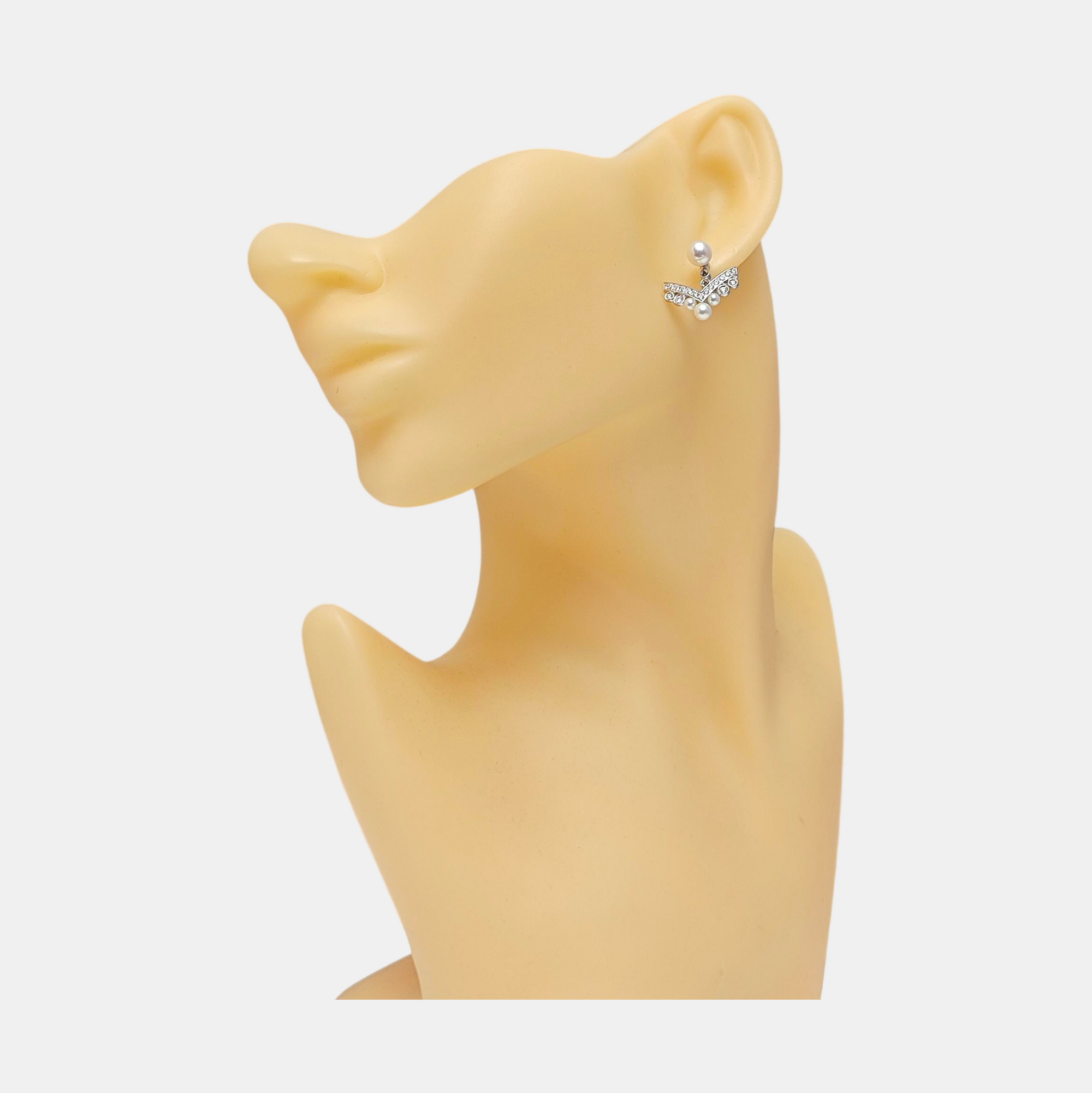 Joséphine Aigrette 18k White Gold Silver Stud Earrings
