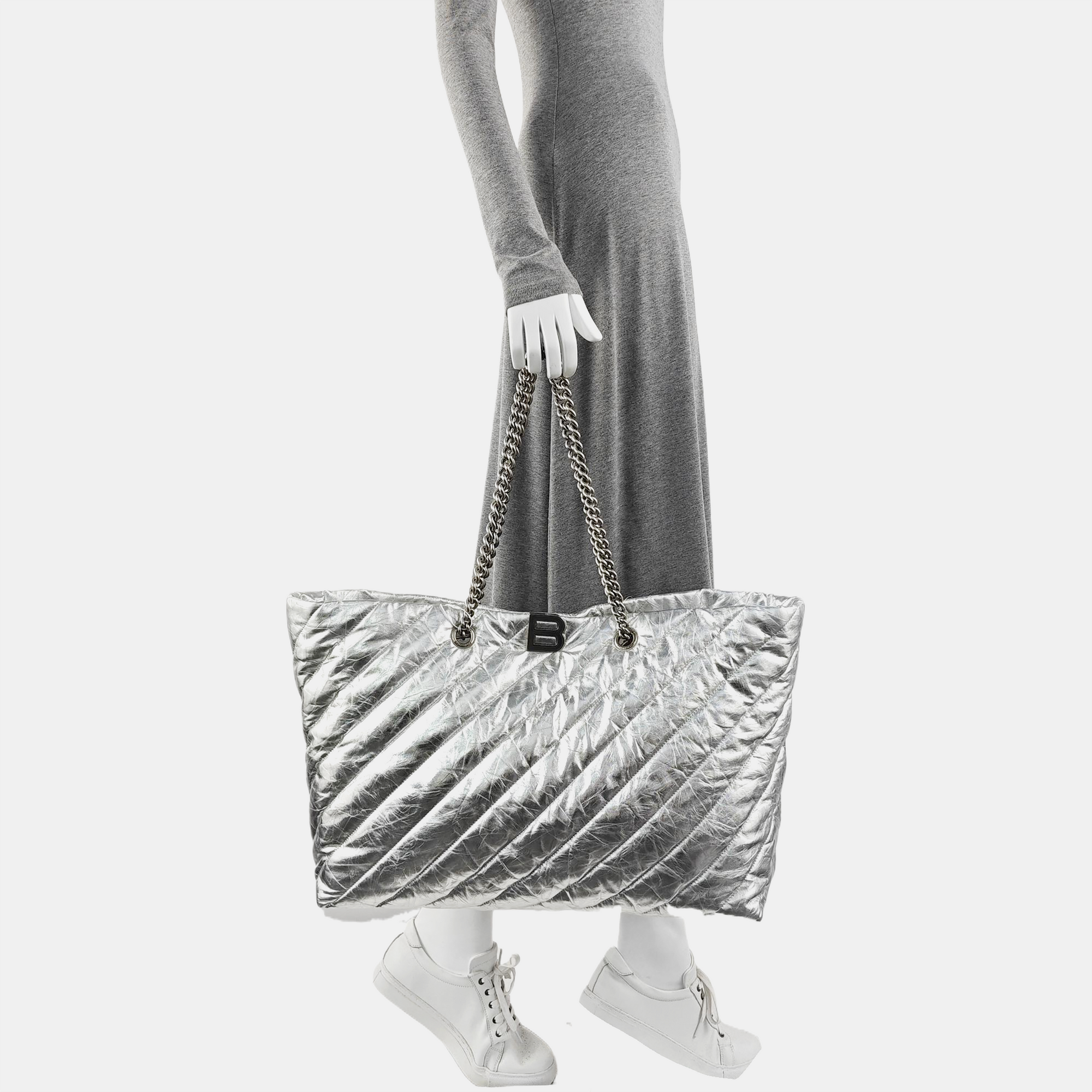 Crush Large Quilted Calfskin Silver