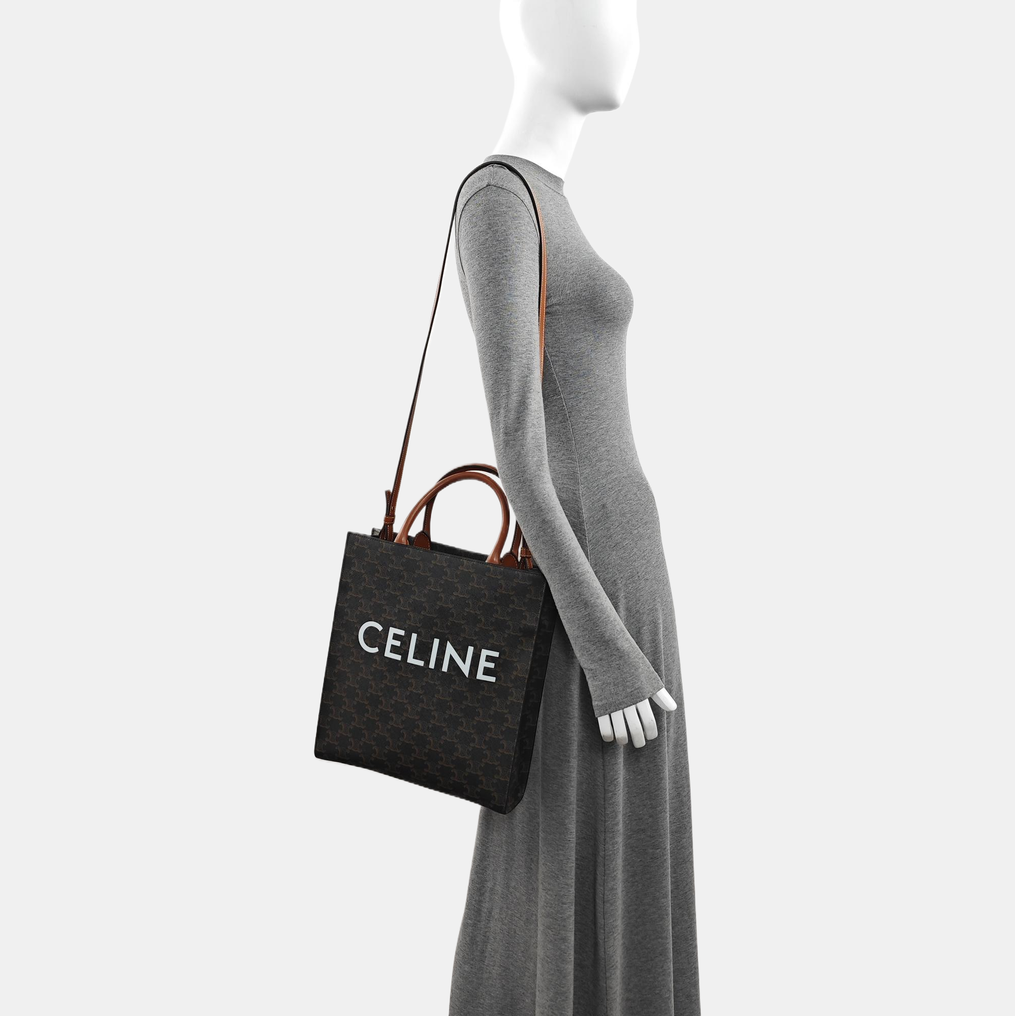 CABAS CELINE Small Coated Canvas Brown