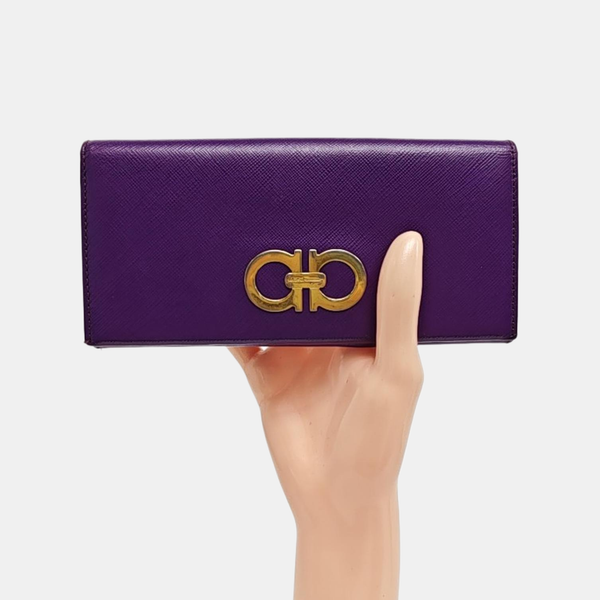Gancini Calfskin Purple Wallet