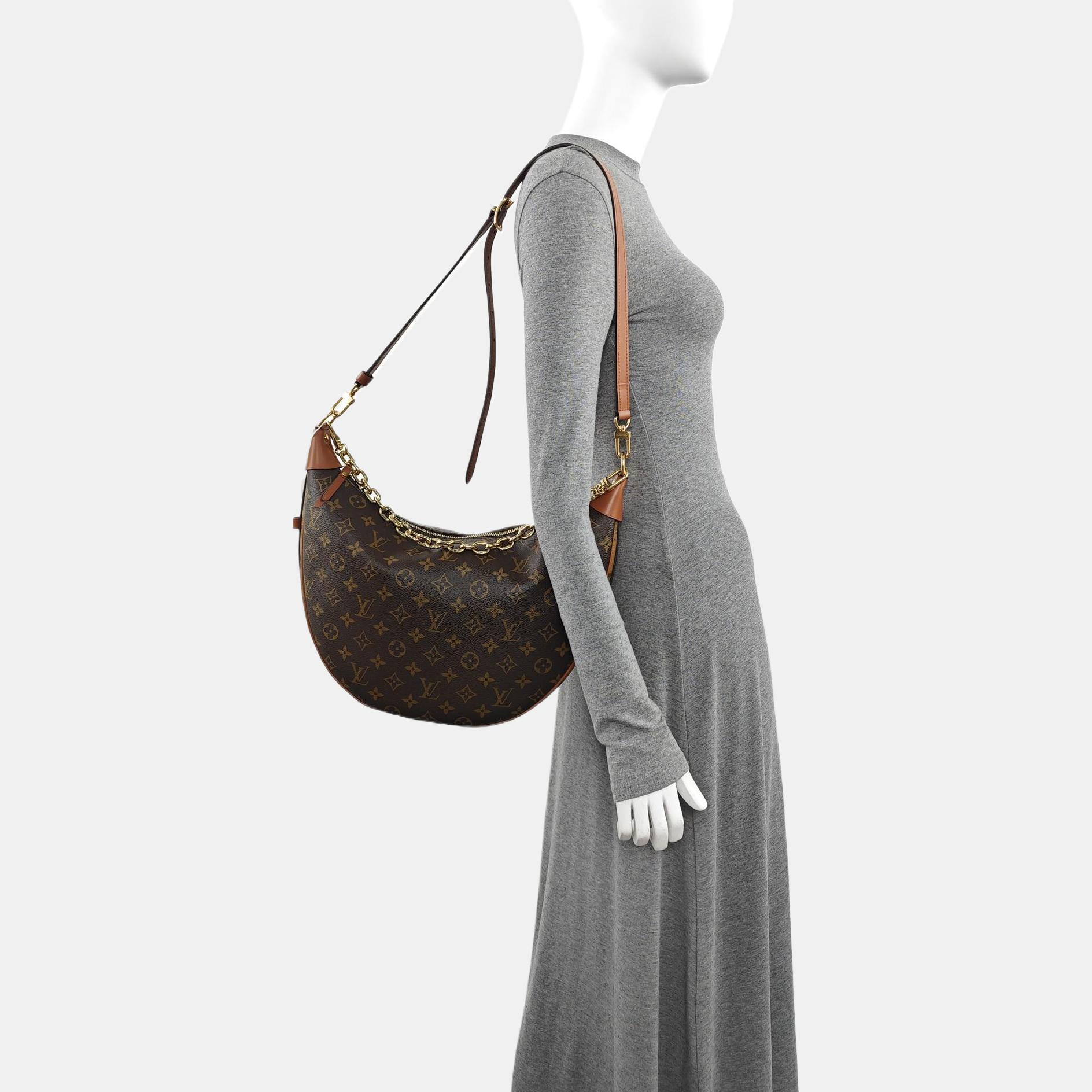 LOOP HOBO Monogram Coated Canvas Brown