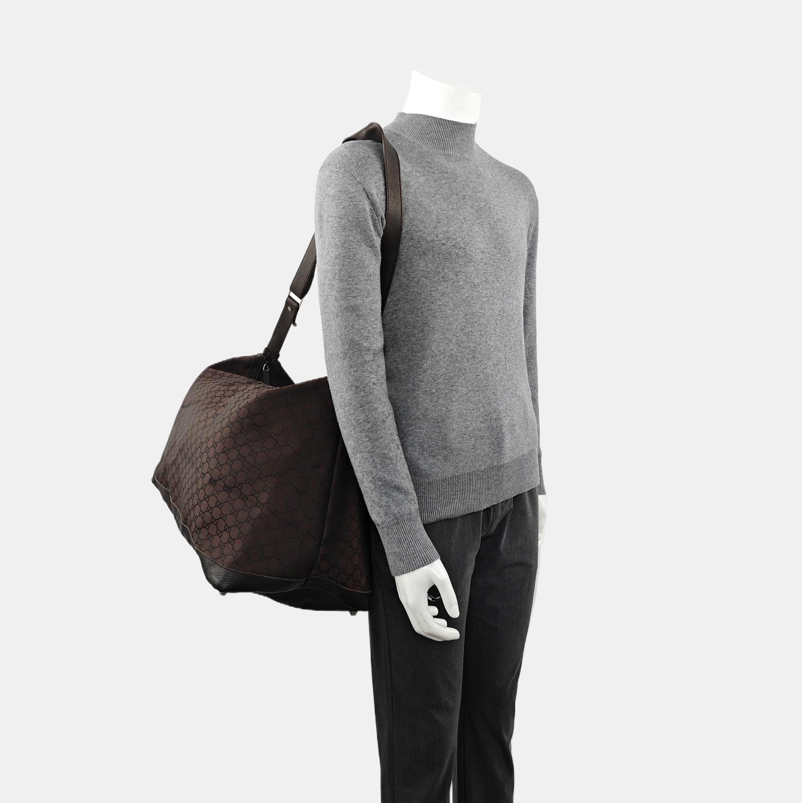 Monogram Nylon Shoulder Bag Brown
