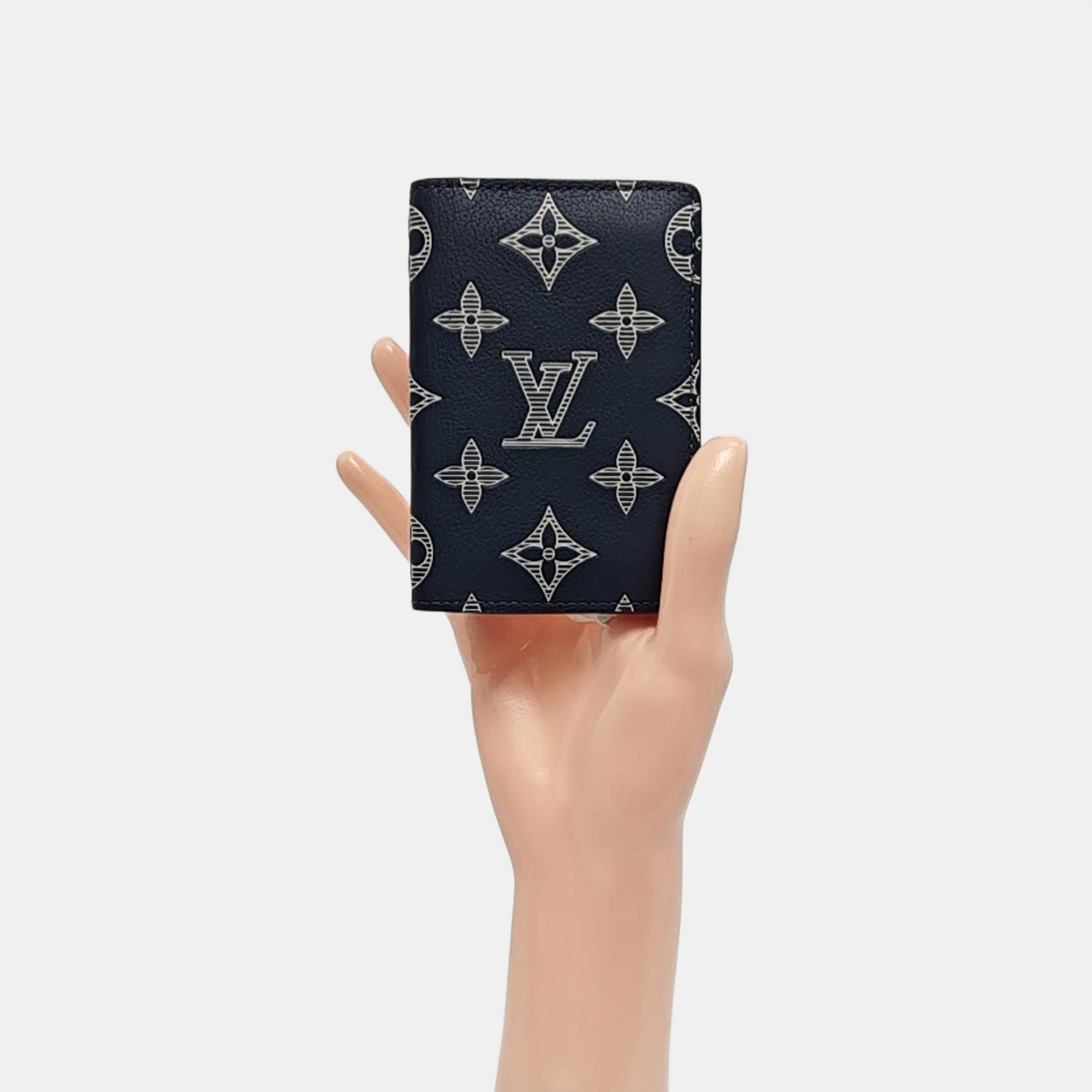 Monogram Calfskin Card Holder Blue