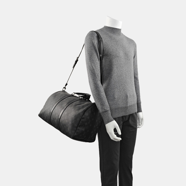 KEEPALL 45 Monogram Coated Canvas Black