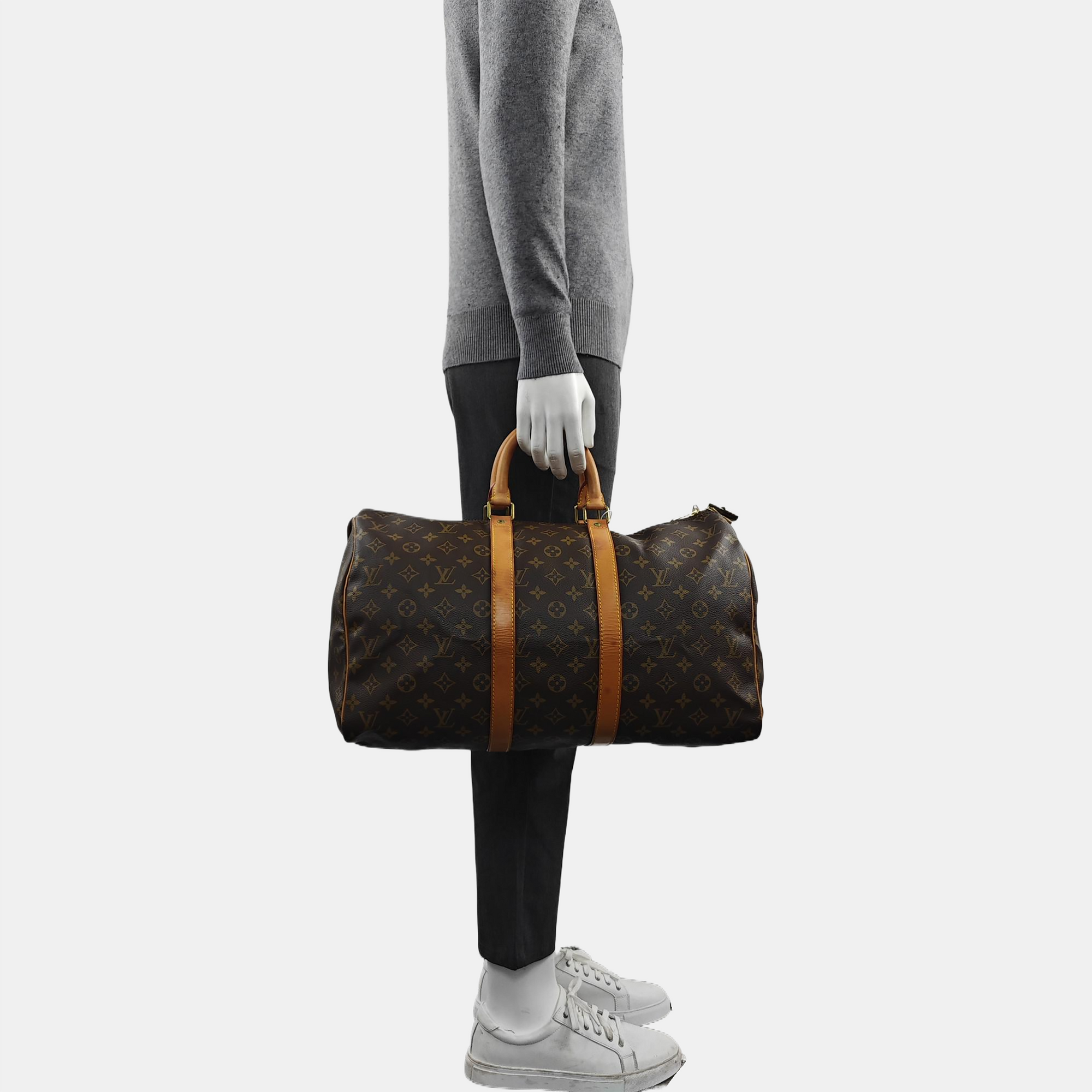 KEEPALL 45 Monogram Coated Canvas Brown