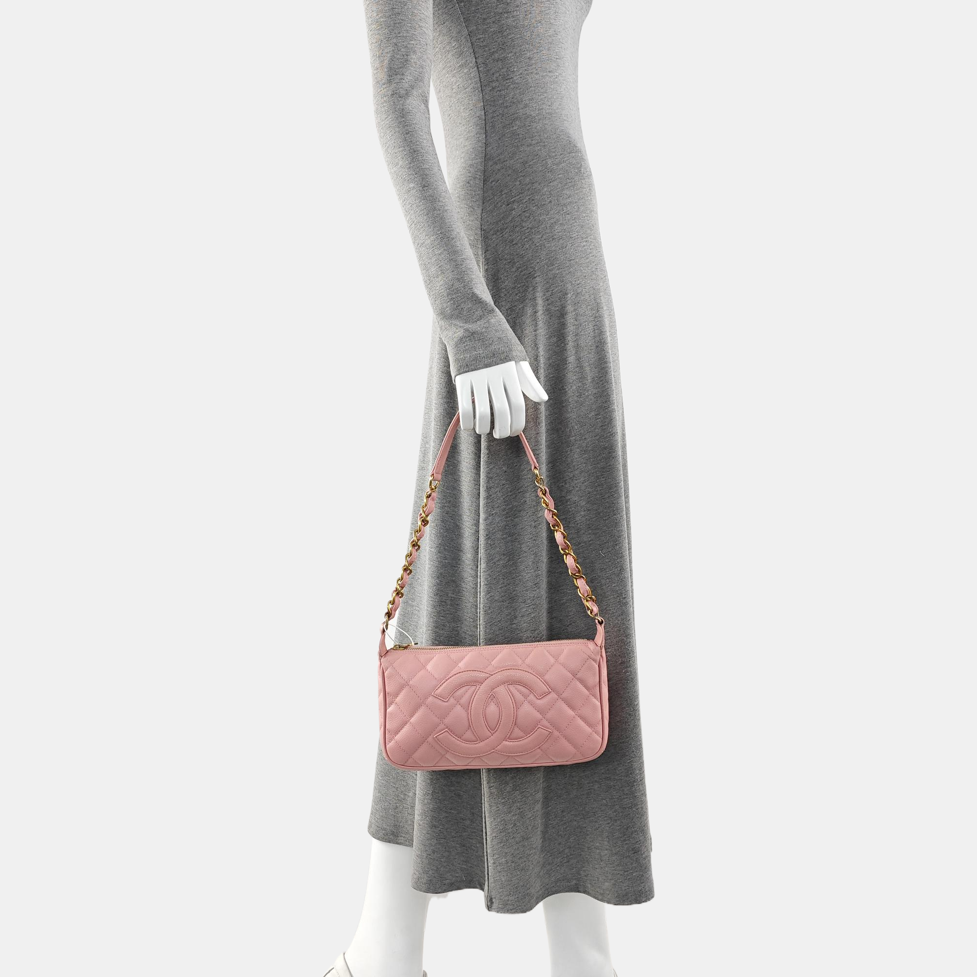 Quilted Grained Calfskin Top Handle Bag Pink