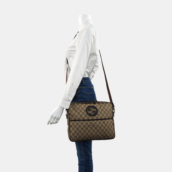 Monogram Coated Canvas Crossbody Bag Beige