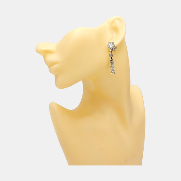 CC Logo Metal Silver Stud Earrings