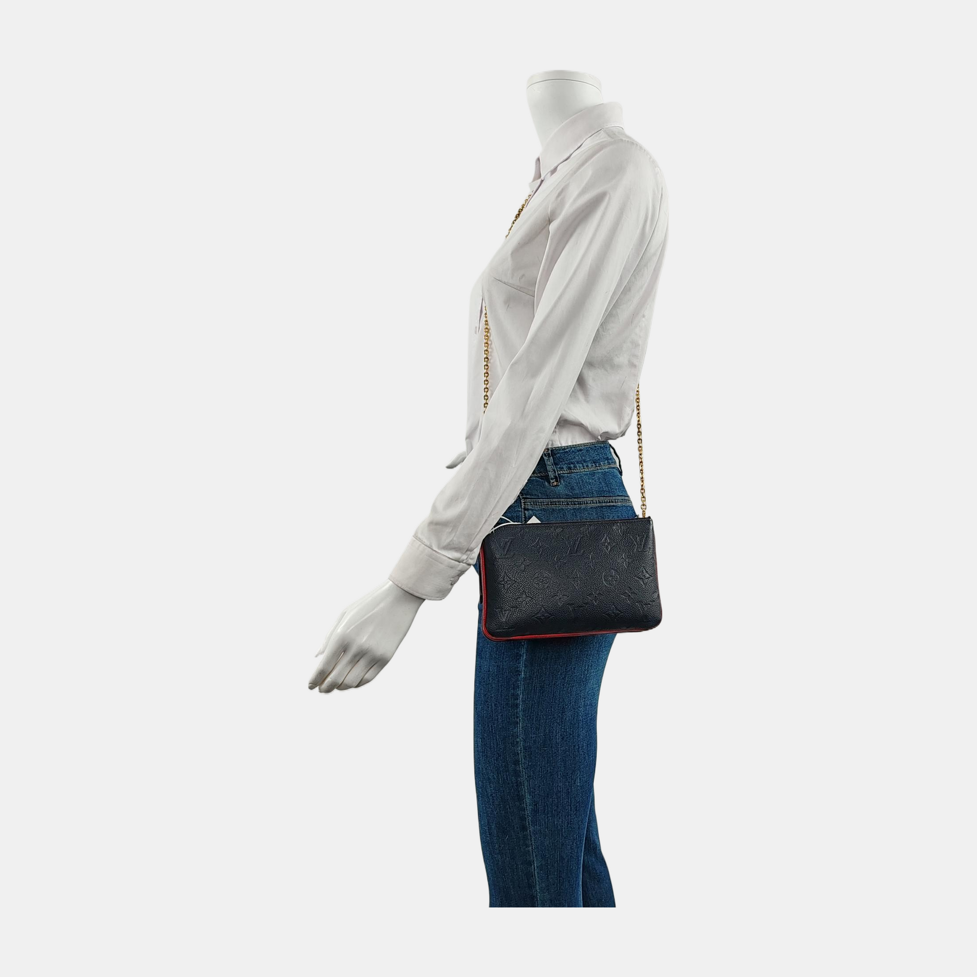 DOUBLE ZIP Monogram Calfskin Blue