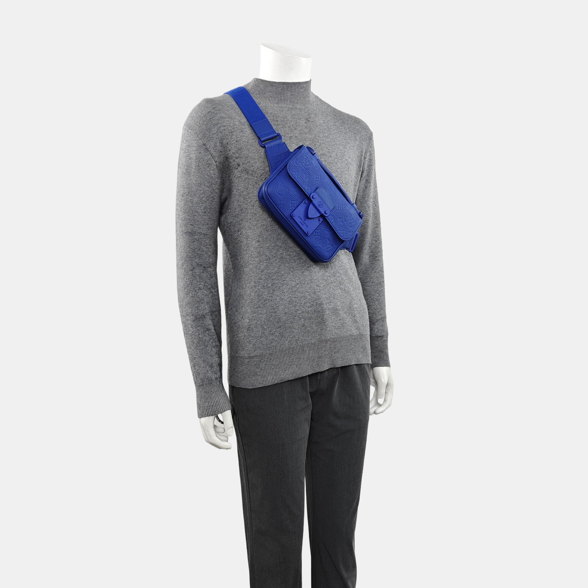 S LOCK Monogram Calfskin Blue