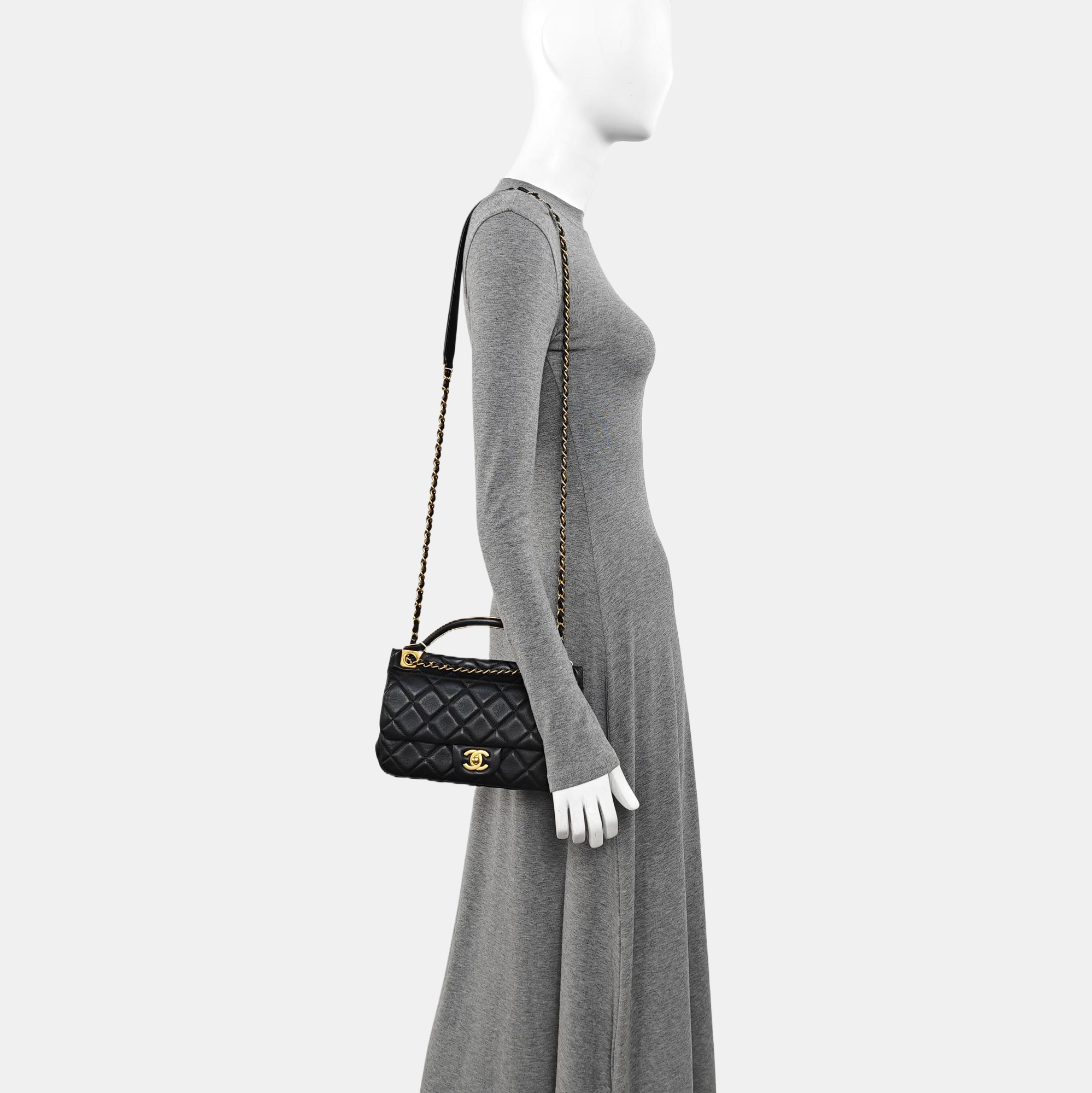 Quilted Calfskin Shoulder Bag Black