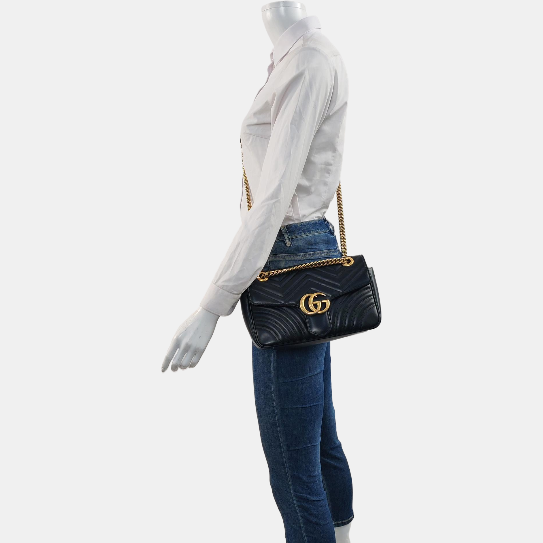 GG Marmont Medium Quilted Calfskin Black