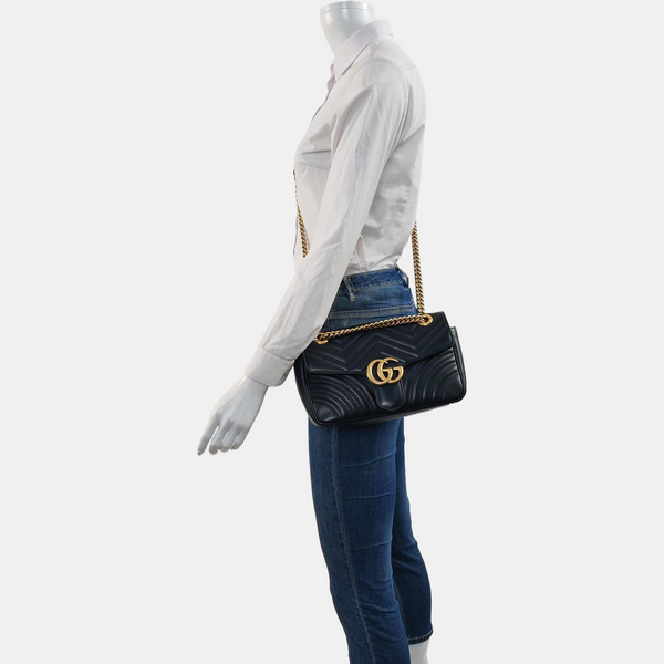 GG Marmont Medium Quilted Calfskin Black