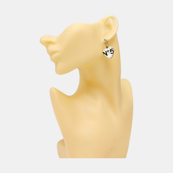 CC Logo Metal White Stud Earrings