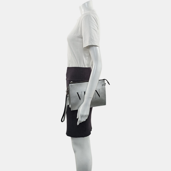 Vltn Calfskin Silver