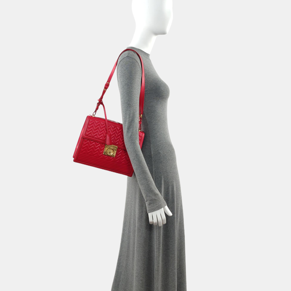 Quilted Leather Shoulder Bag Red