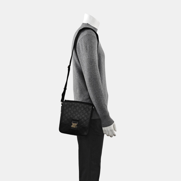 Monogram Calfskin Shoulder Bag Black