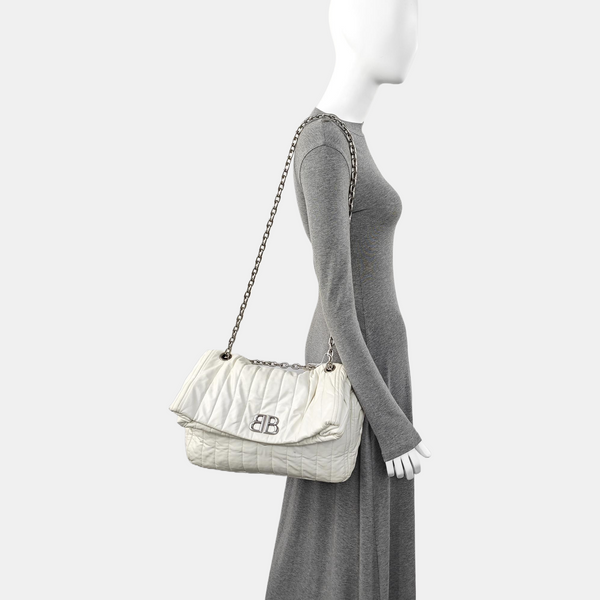 BB Quilted Calfskin White