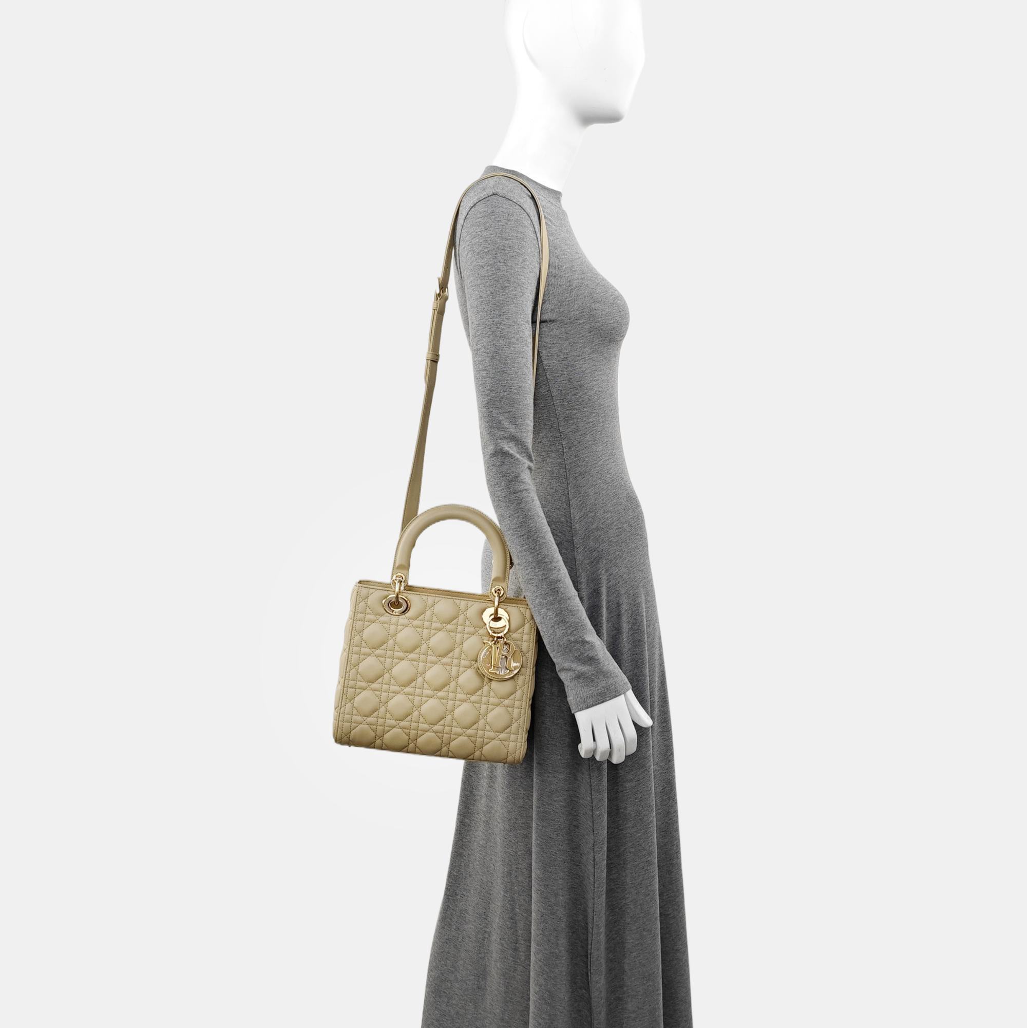 Lady Dior Medium Cannage Calfskin Beige
