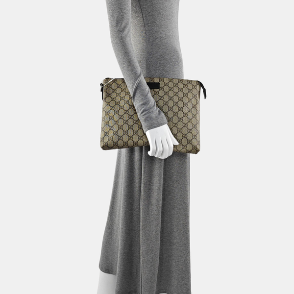Monogram Coated Canvas Clutch Brown