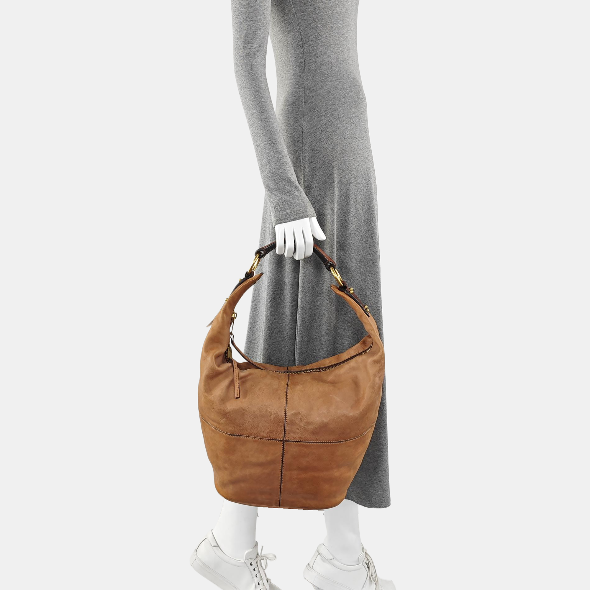 Calfskin Top Handle Bag Brown
