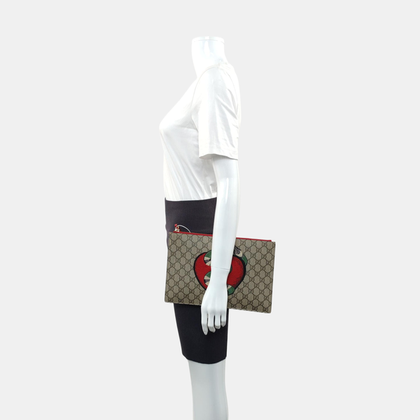 Monogram Coated Canvas Clutch Beige