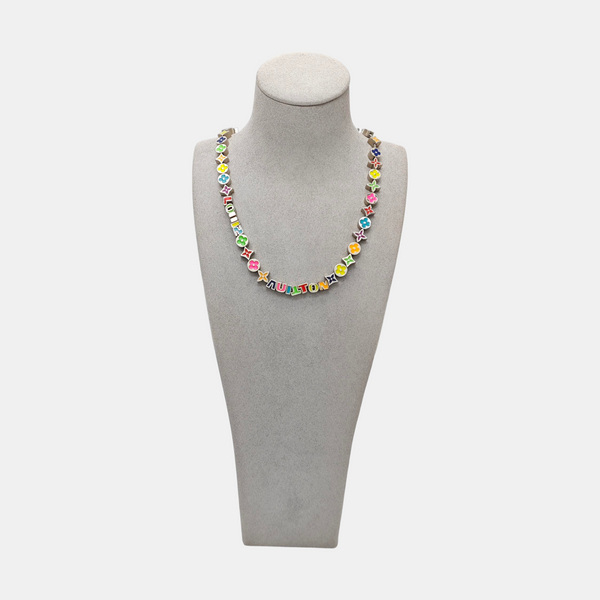 LV COLORS BEADS Metal Silver Necklace
